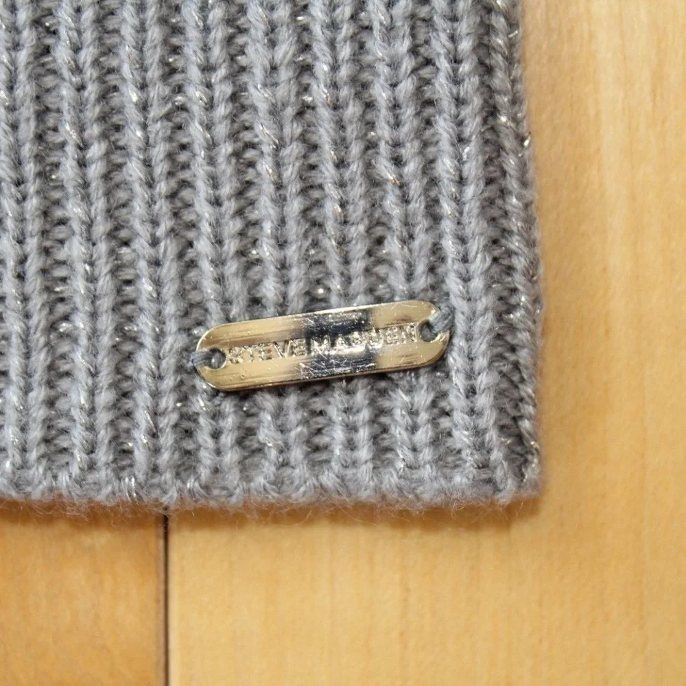 NEW STEVE MADDEN‎ Pom Pom Knit SPARKLE Beanie Hat